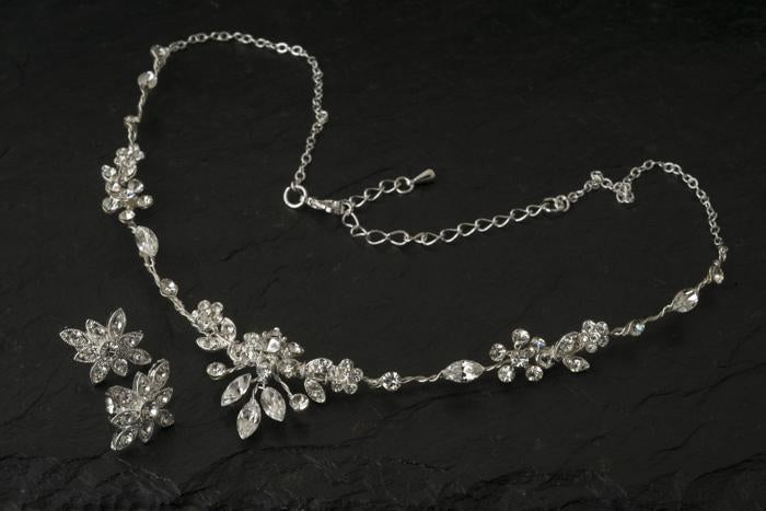 Simple Diamante Necklace and Earring Set